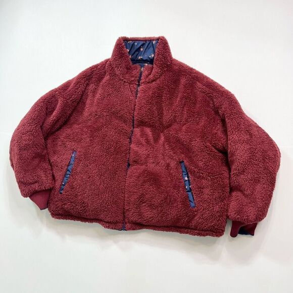 American Eagle Jacket Womens Large Multicolor Reversible Cropped Puffer Floral - Picture 9 of 11